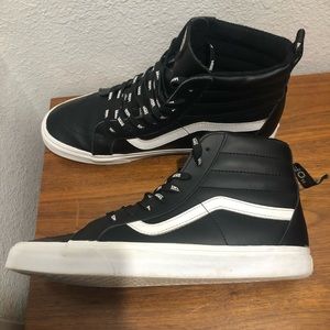 Vans Men’s Size 13 OFF THE WALL Sk8 Hi Top Shoes Black White Leather Canvas